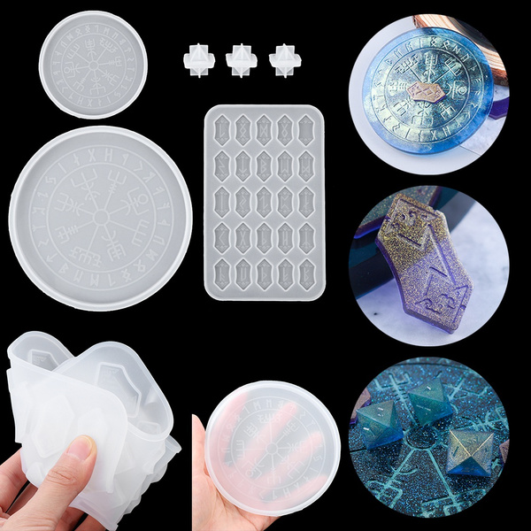 UV Epoxy Resin Mold Tray Round Rune Divination Card Mould DIY Crafts  Crystal Pendulum Mat Casting Mould Magic Circle Compass